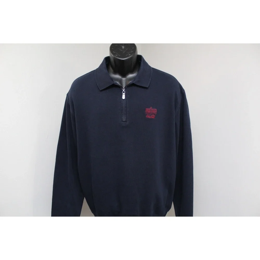 Booby Jones Coca-Cola Tour Championship Zip Neck Polo‎ Sweater Navy Pima Mens XL